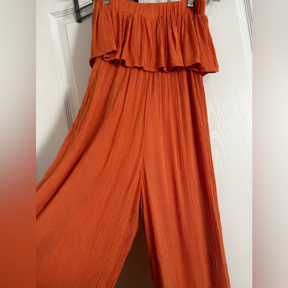 Sincerely Jules Jumpsuit women’s XS orange white NWT - Picture 6 of 14